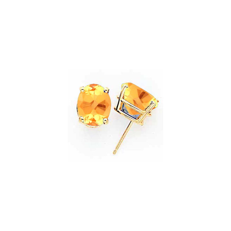 14k Yellow Gold 10x8mm Oval Citrine Earrings