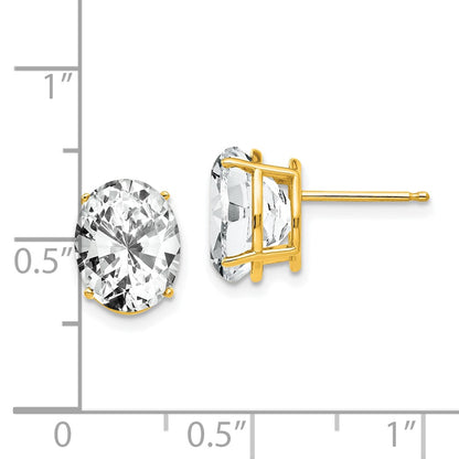 14k Yellow Gold 10x8mm Oval Cubic Zirconia Earrings