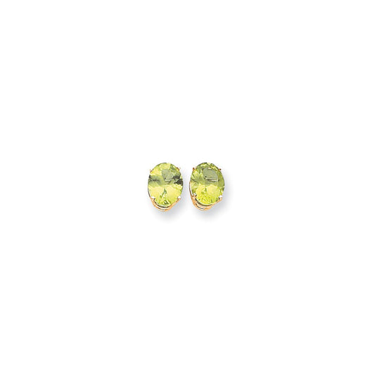 14k Yellow Gold 10x8mm Oval Peridot Earrings