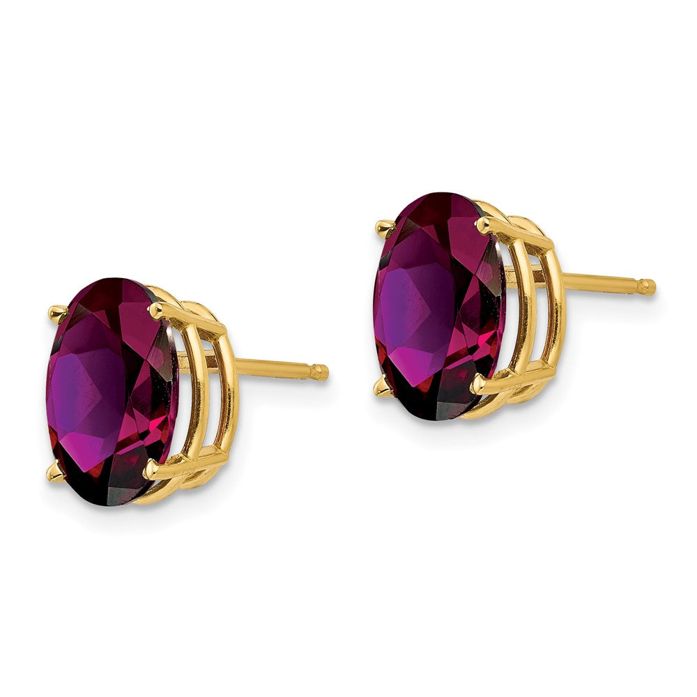 14k Yellow Gold 10x8mm Oval Rhodolite Garnet earring