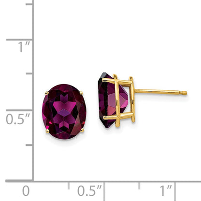 14k Yellow Gold 10x8mm Oval Rhodolite Garnet earring