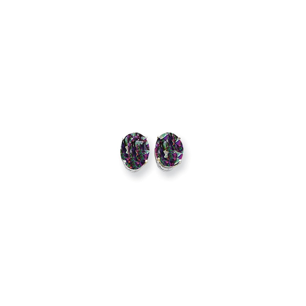 14k White Gold 10x8mm Oval Fire Topaz Earrings
