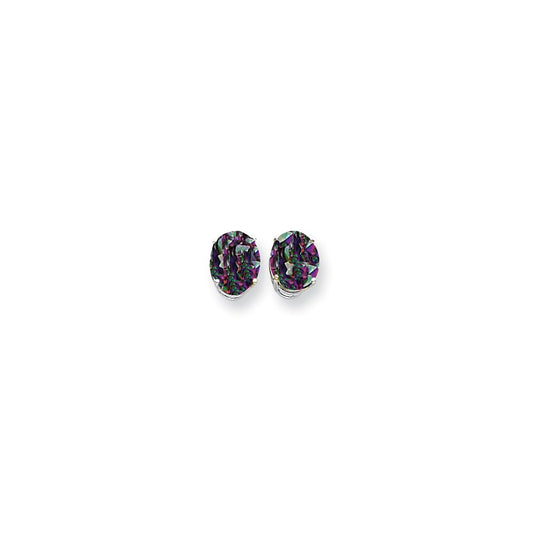 14k White Gold 10x8mm Oval Fire Topaz Earrings