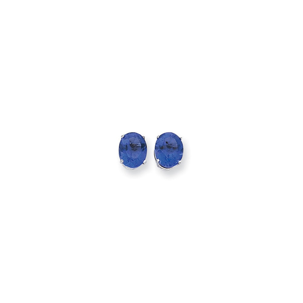 14k White Gold 10x8mm Oval Tsavorite Earrings