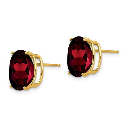 14k Yellow Gold Oval Garnet Earrings