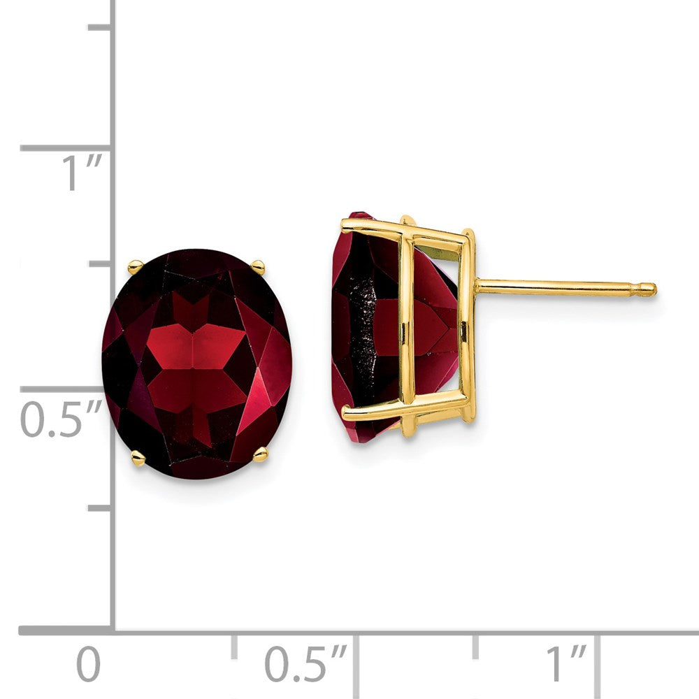 14k Yellow Gold Oval Garnet Earrings