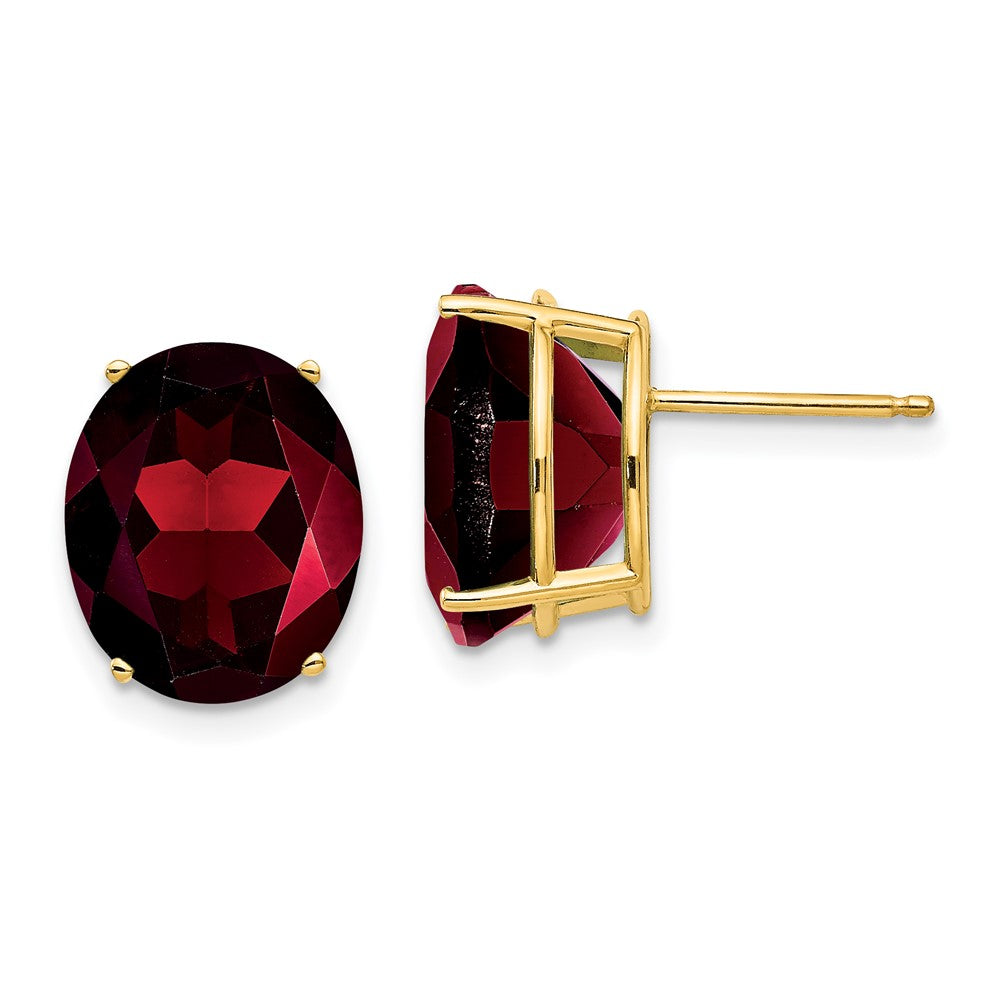 14k Yellow Gold Oval Garnet Earrings