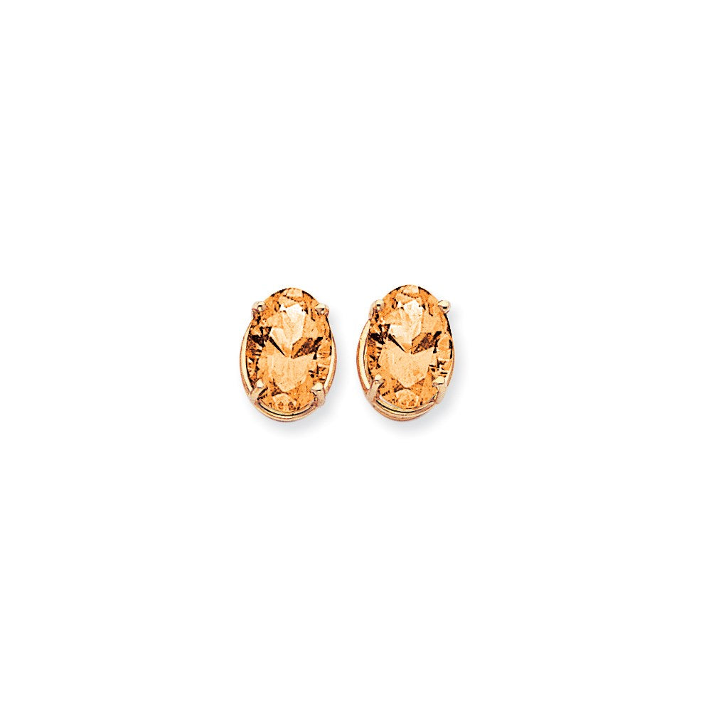 14k Yellow Gold 14x10mm Oval Citrine Checker Earrings
