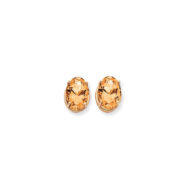 14k Yellow Gold 14x10mm Oval Citrine Checker Earrings