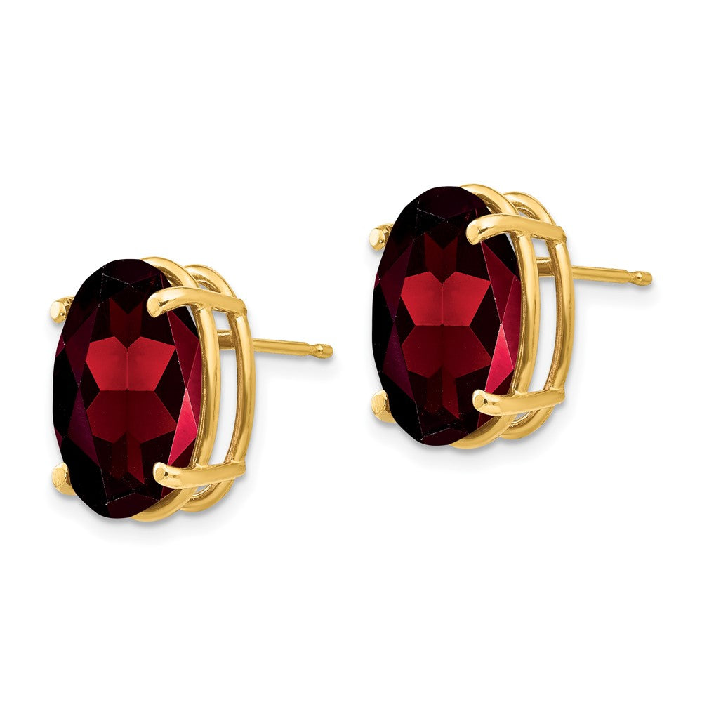14k Yellow Gold 14x10mm Oval Garnet Earrings