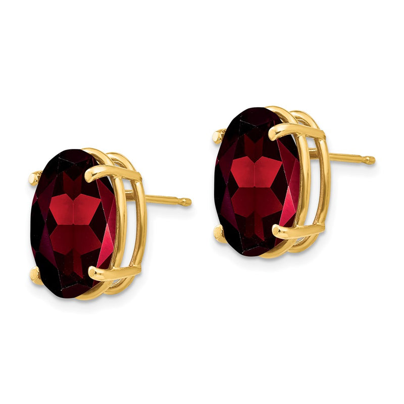 14k Yellow Gold 14x10mm Oval Garnet Earrings
