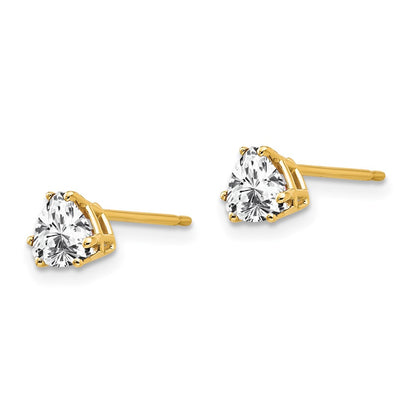 14k Yellow Gold 5mm Trillion Cubic Zirconia Earrings