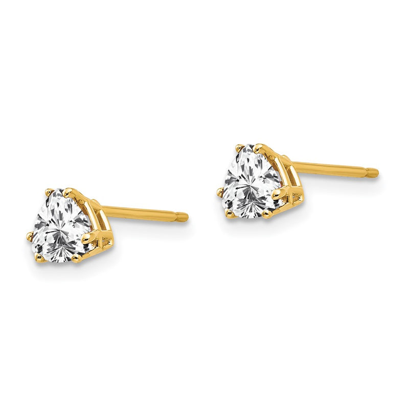 14k Yellow Gold 5mm Trillion Cubic Zirconia Earrings