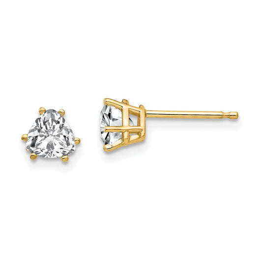 14k Yellow Gold 5mm Trillion Cubic Zirconia Earrings