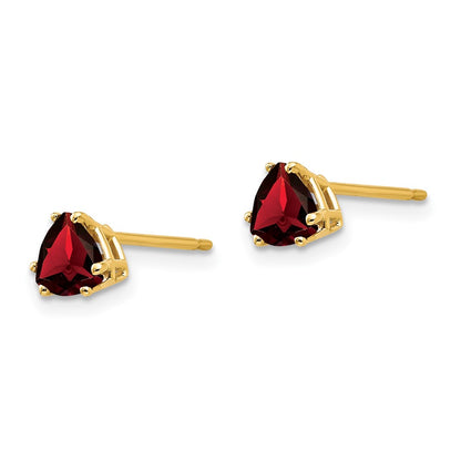 14k Yellow Gold 5mm Trillion Garnet Earrings