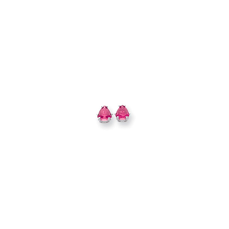 14k White Gold 5mm Pink Tourmaline earring