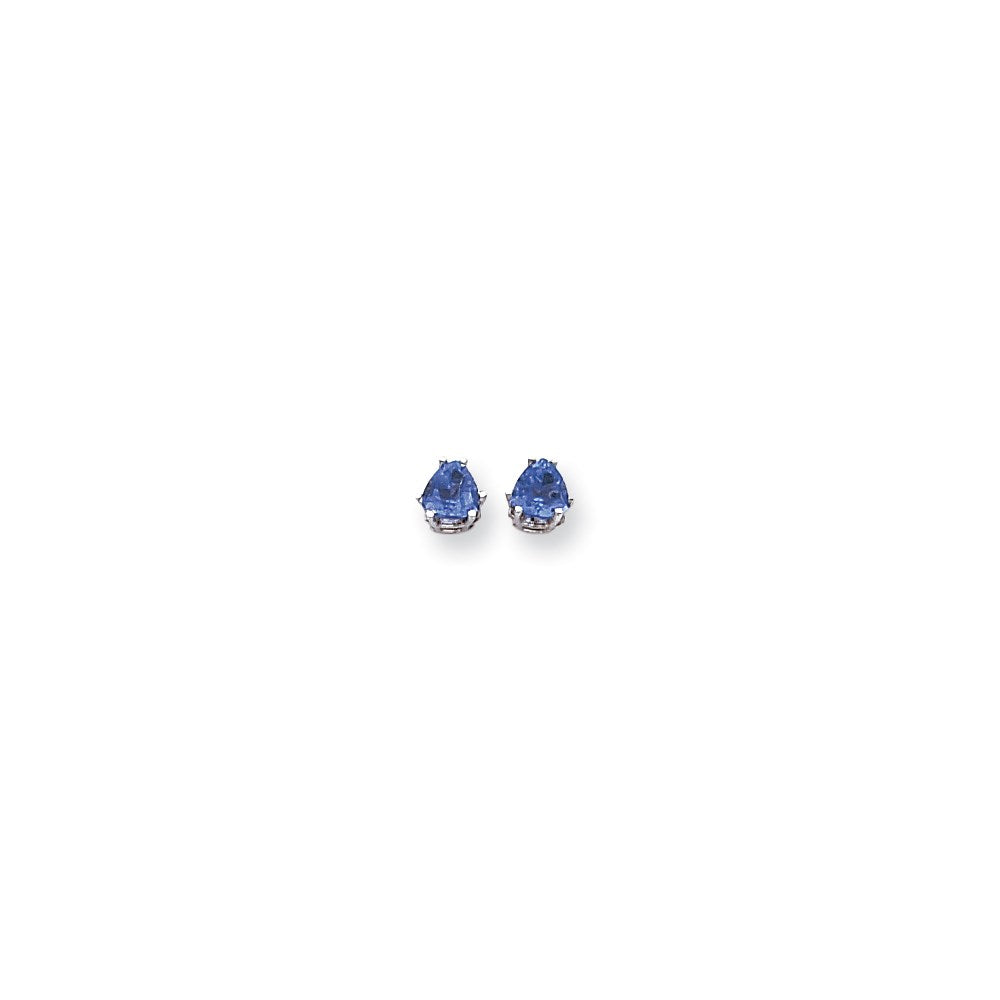 14k White Gold 5mm Trillion Tsavorite earring
