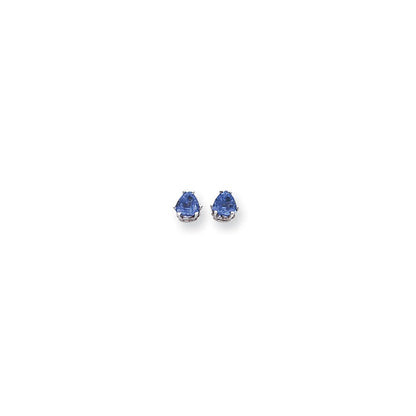 14k White Gold 5mm Trillion Tsavorite earring