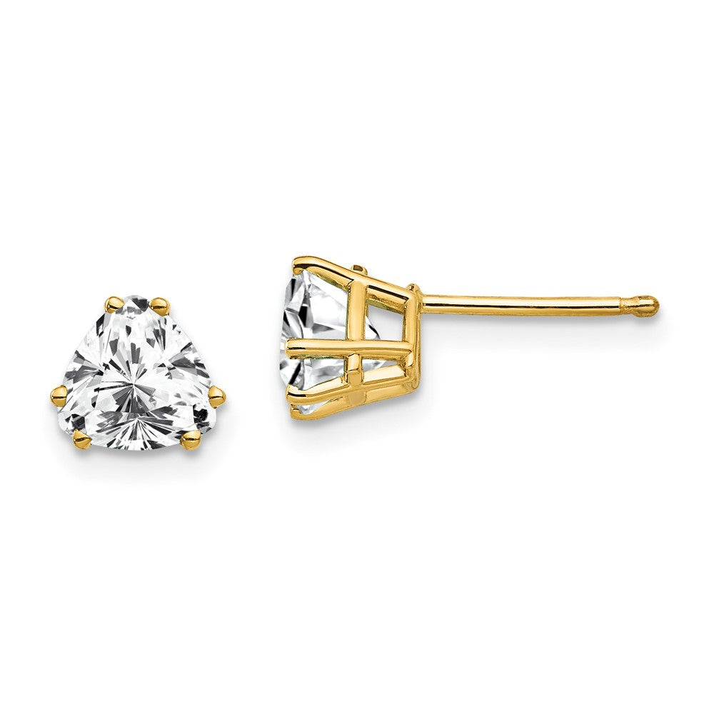 14k Yellow Gold 6mm Trillion Cubic Zirconia Earrings