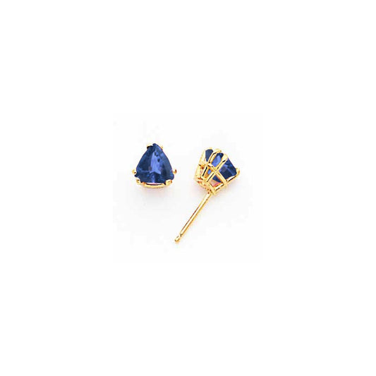 14k Yellow Gold 6mm Sapphire Earrings