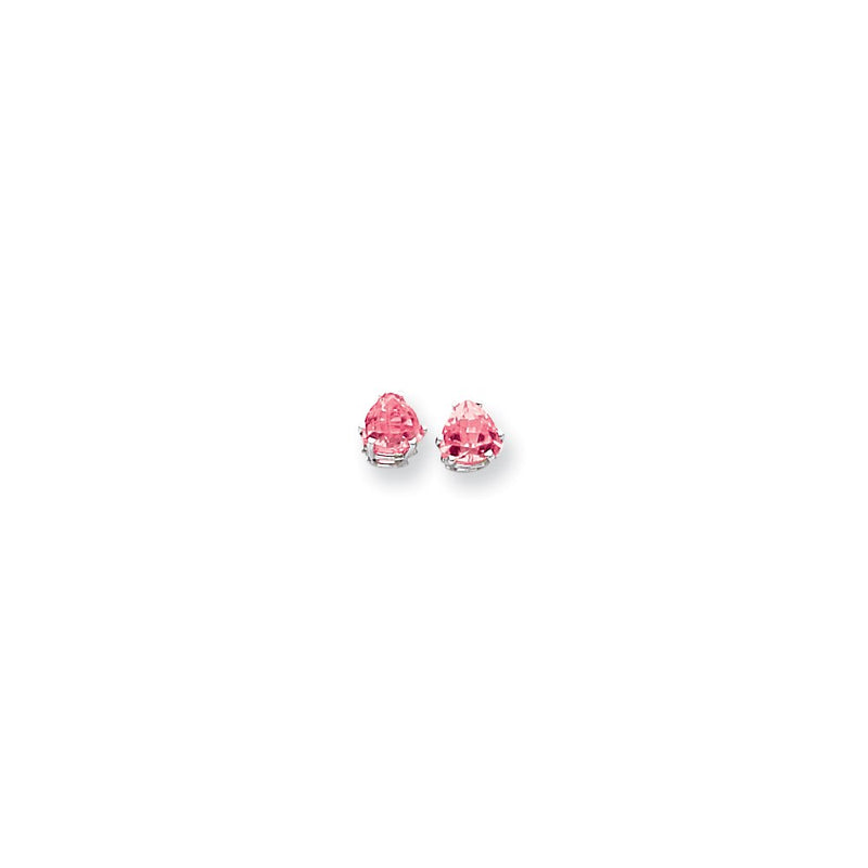 14k White Gold 6mm Pink Tourmaline earring