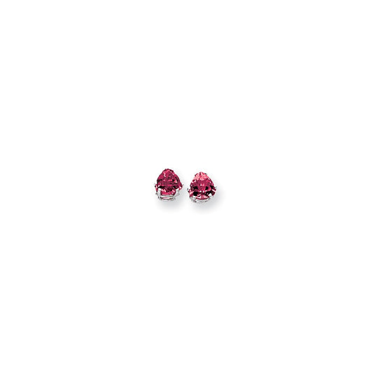 14k White Gold 6mm Pink Sapphire Earrings