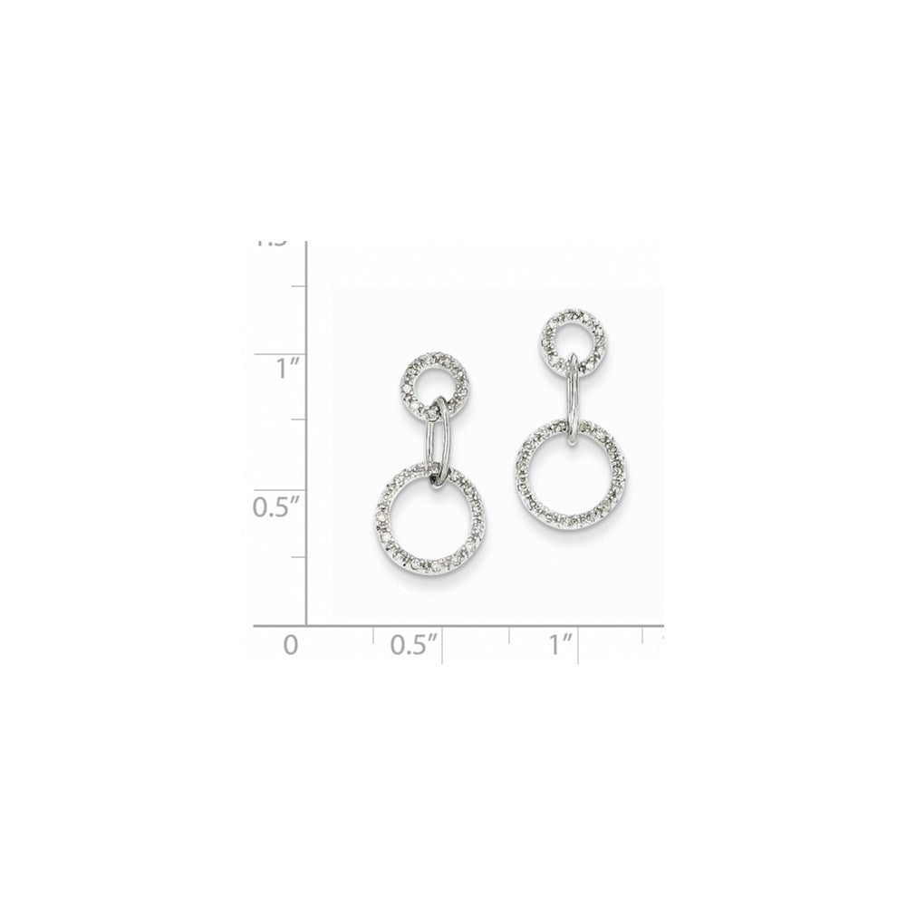 14k White Gold Real Diamond Circle Earrings