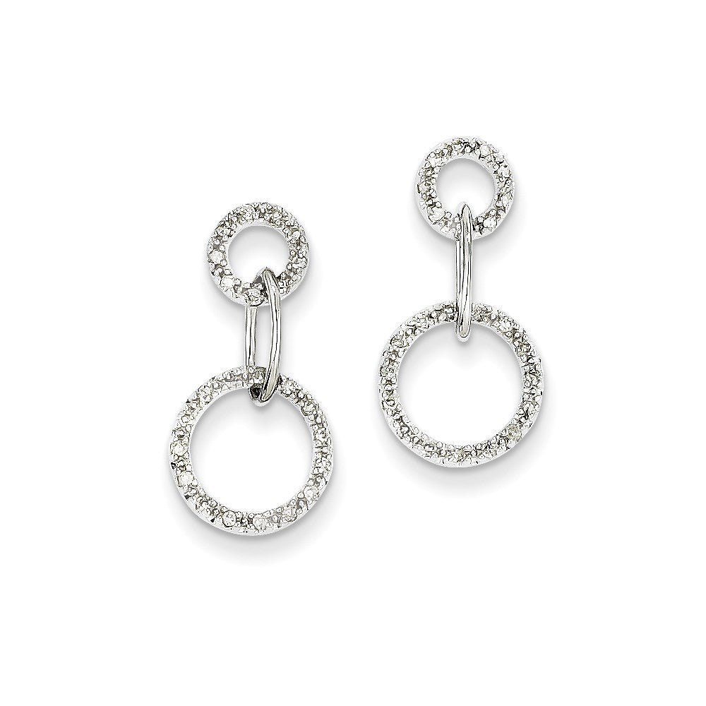 14k White Gold Real Diamond Circle Earrings