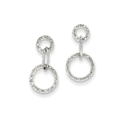 14k White Gold Real Diamond Circle Earrings