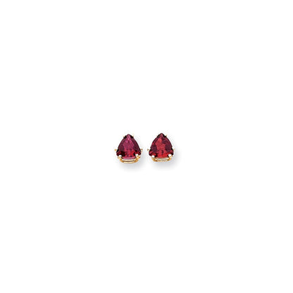 14k Yellow Gold 7mm Created Ruby Earrings