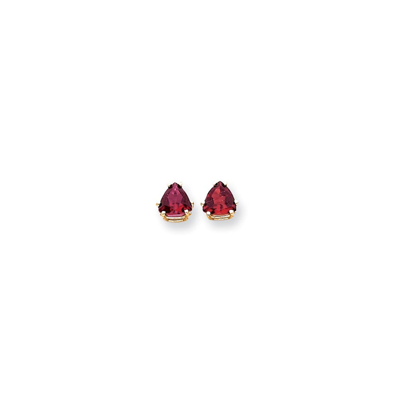 14k Yellow Gold 7mm Created Ruby Earrings