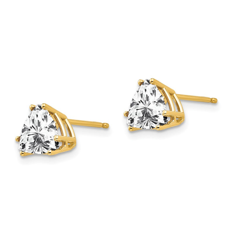 14k Yellow Gold 7mm Trillion Cubic Zirconia Earrings