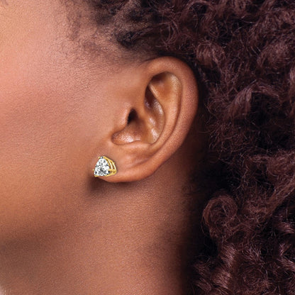 14k Yellow Gold 7mm Trillion Cubic Zirconia Earrings