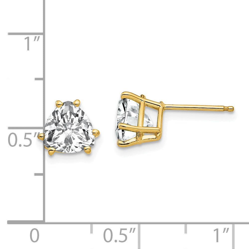 14k Yellow Gold 7mm Trillion Cubic Zirconia Earrings