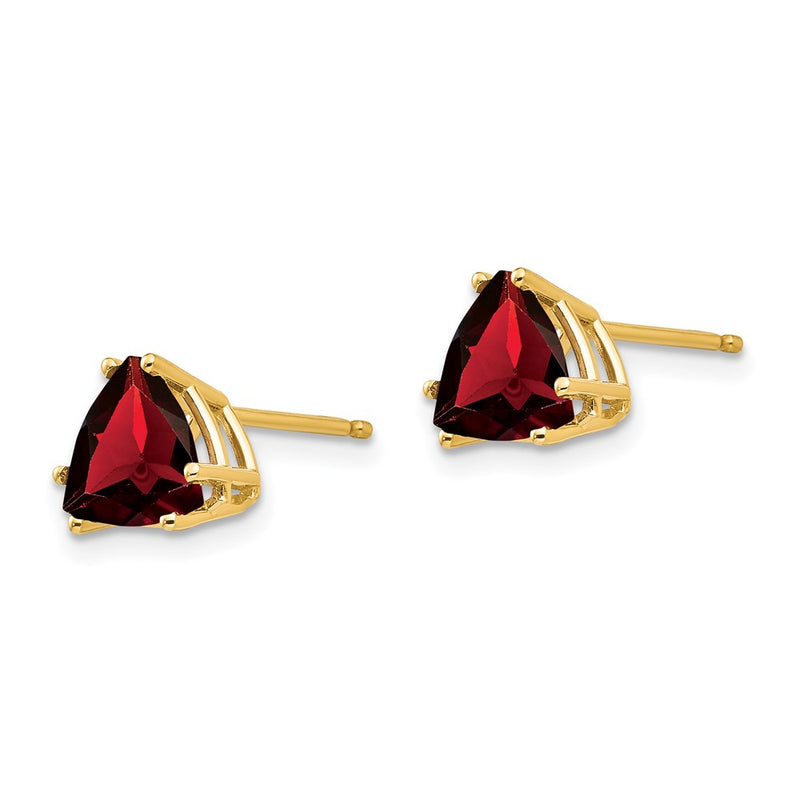 14k Yellow Gold 7mm Trillion Garnet Earrings