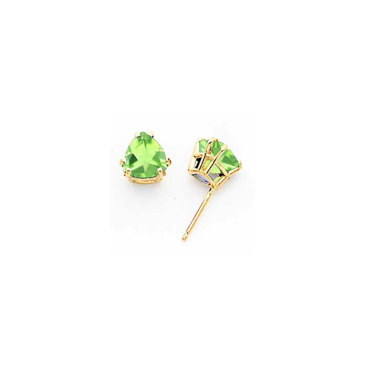 14k Yellow Gold 7mm Peridot Earrings