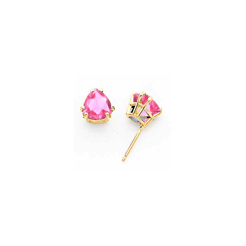 14k Yellow Gold 7mm Pink Tourmaline earring