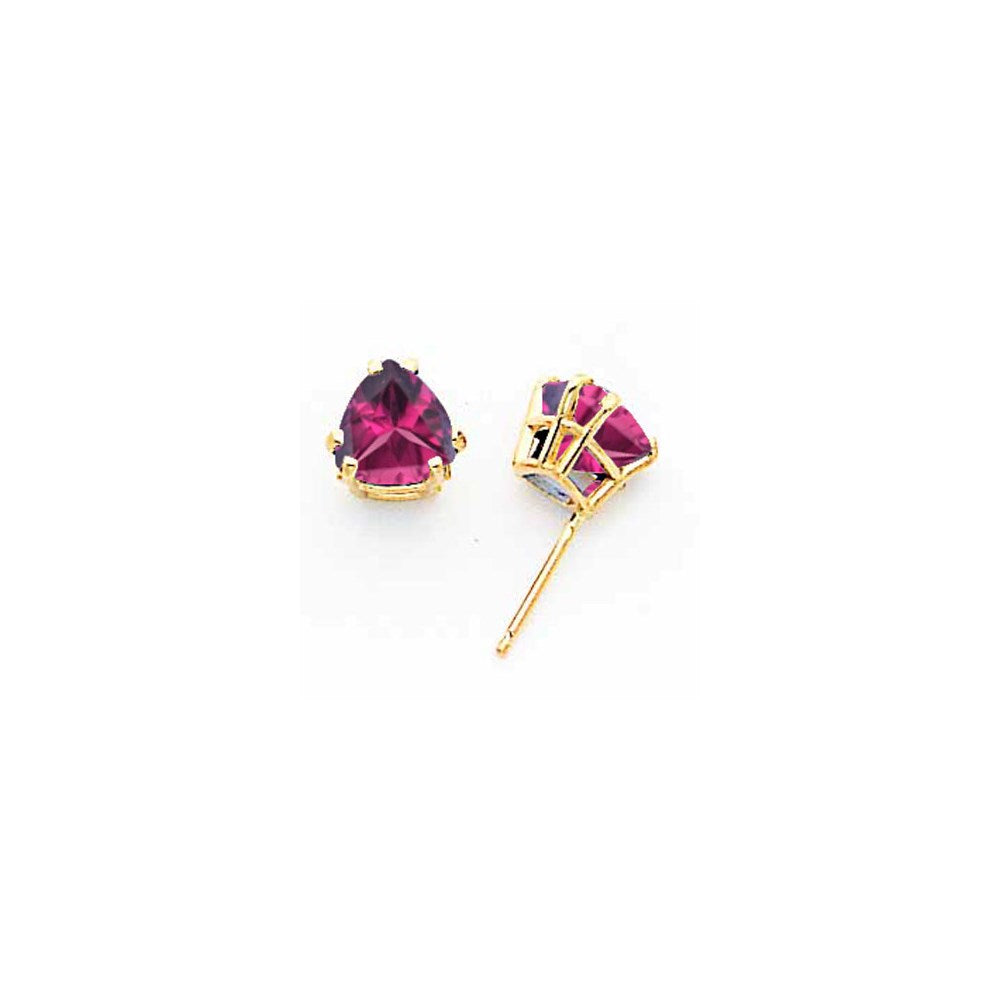 14k Yellow Gold 7mm Rhodolite Garnet earring