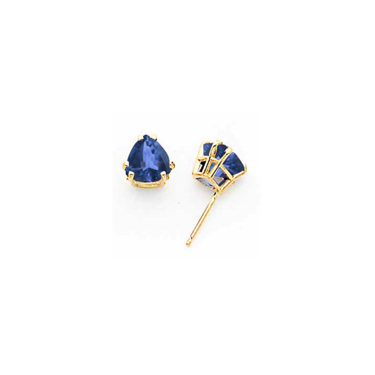 14k Yellow Gold 7mm Sapphire Earrings