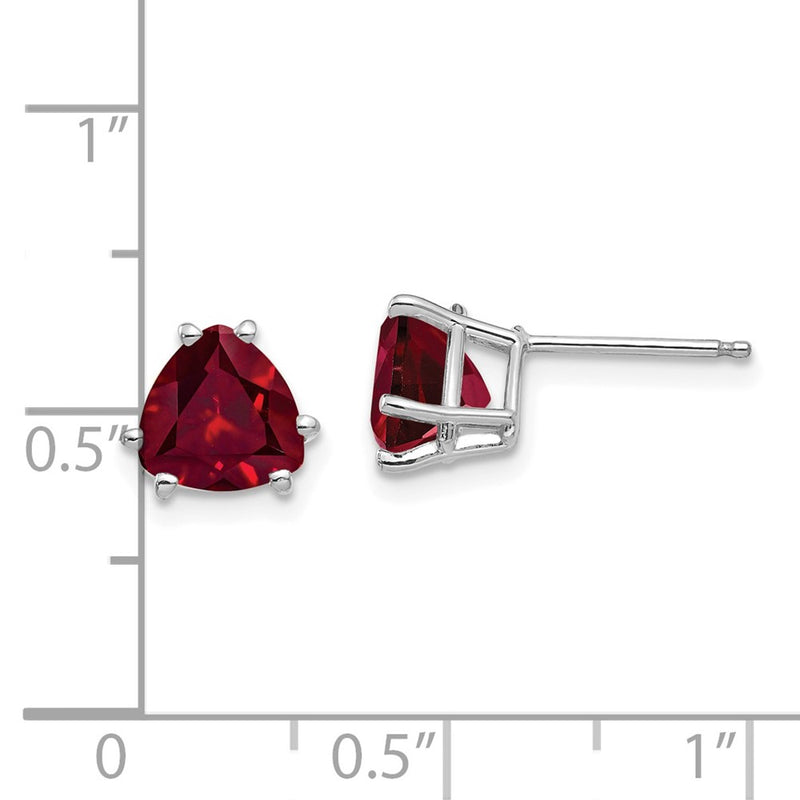 14k White Gold 7mm Created Ruby earring