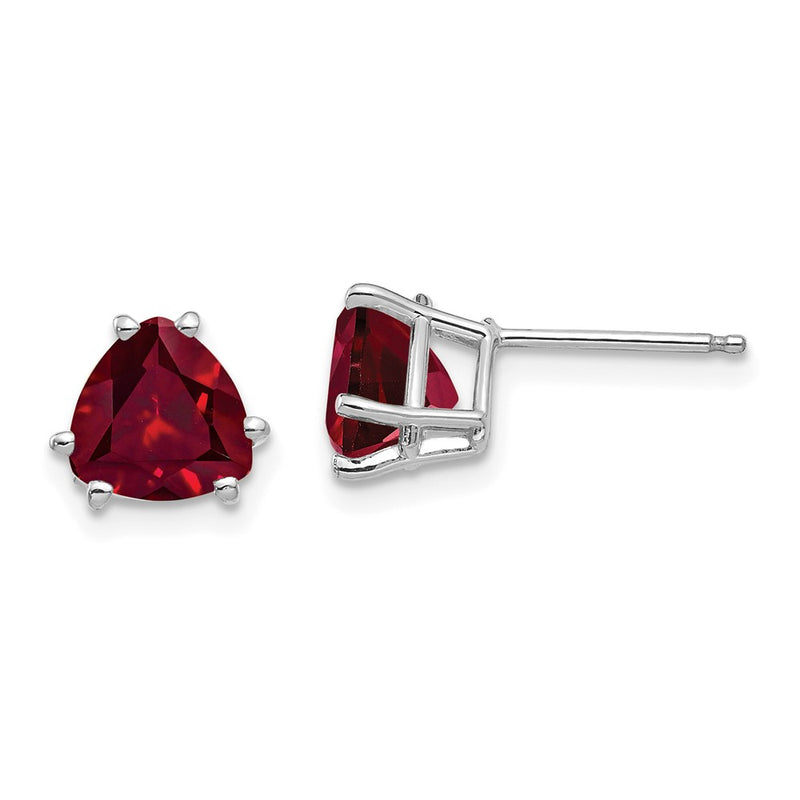 14k White Gold 7mm Created Ruby earring