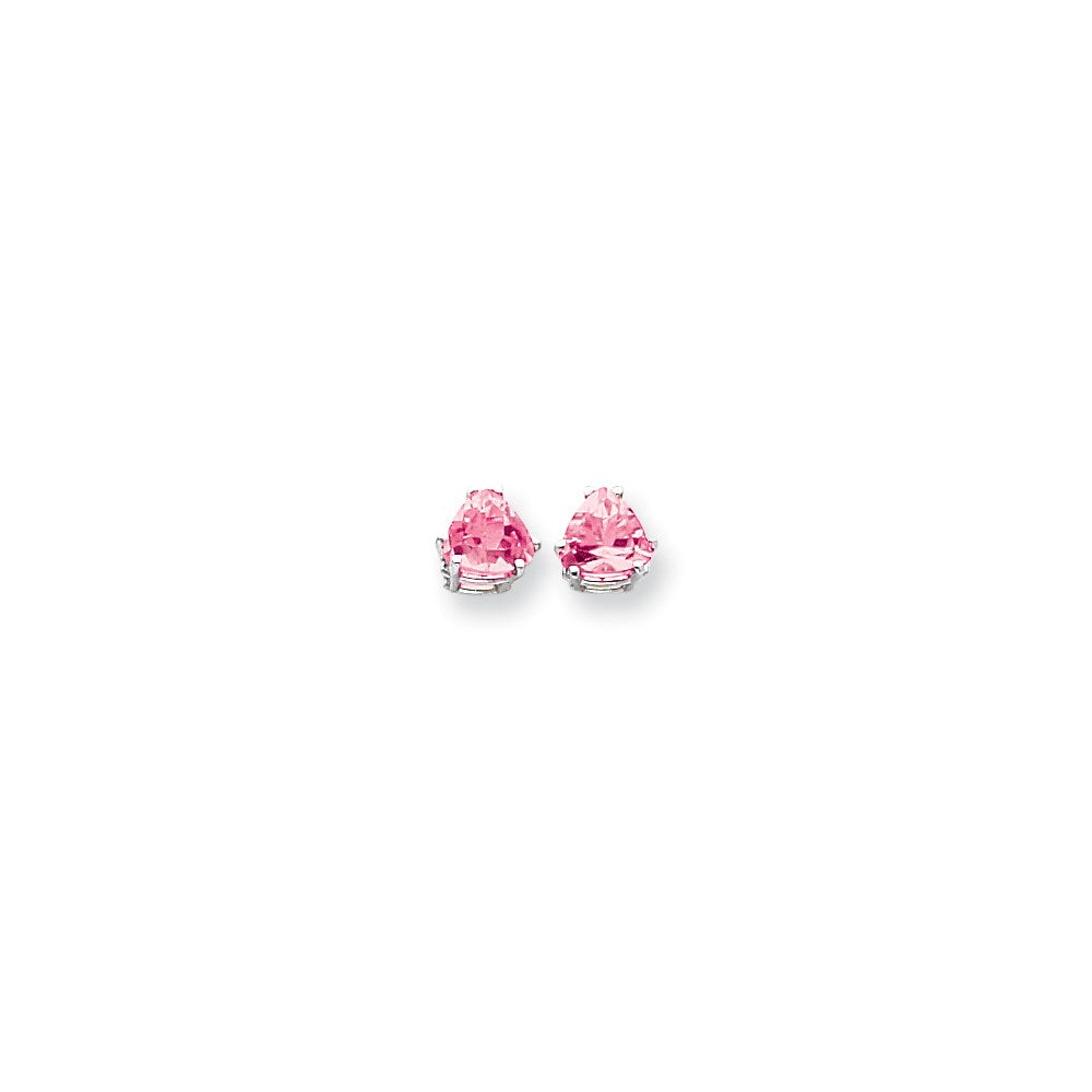 14k White Gold 7mm Pink Tourmaline earring