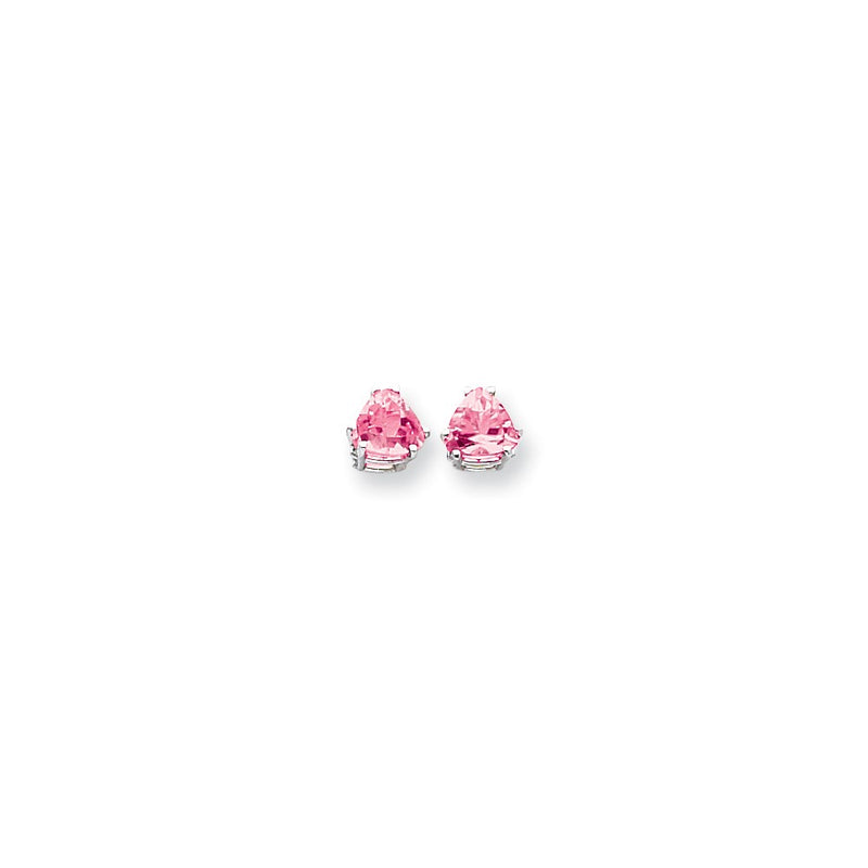 14k White Gold 7mm Pink Tourmaline earring