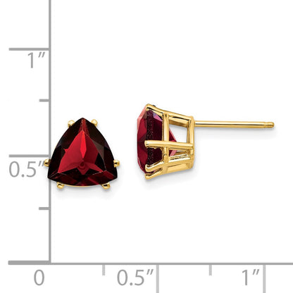 14k Yellow Gold 8mm Garnet Post Earrings