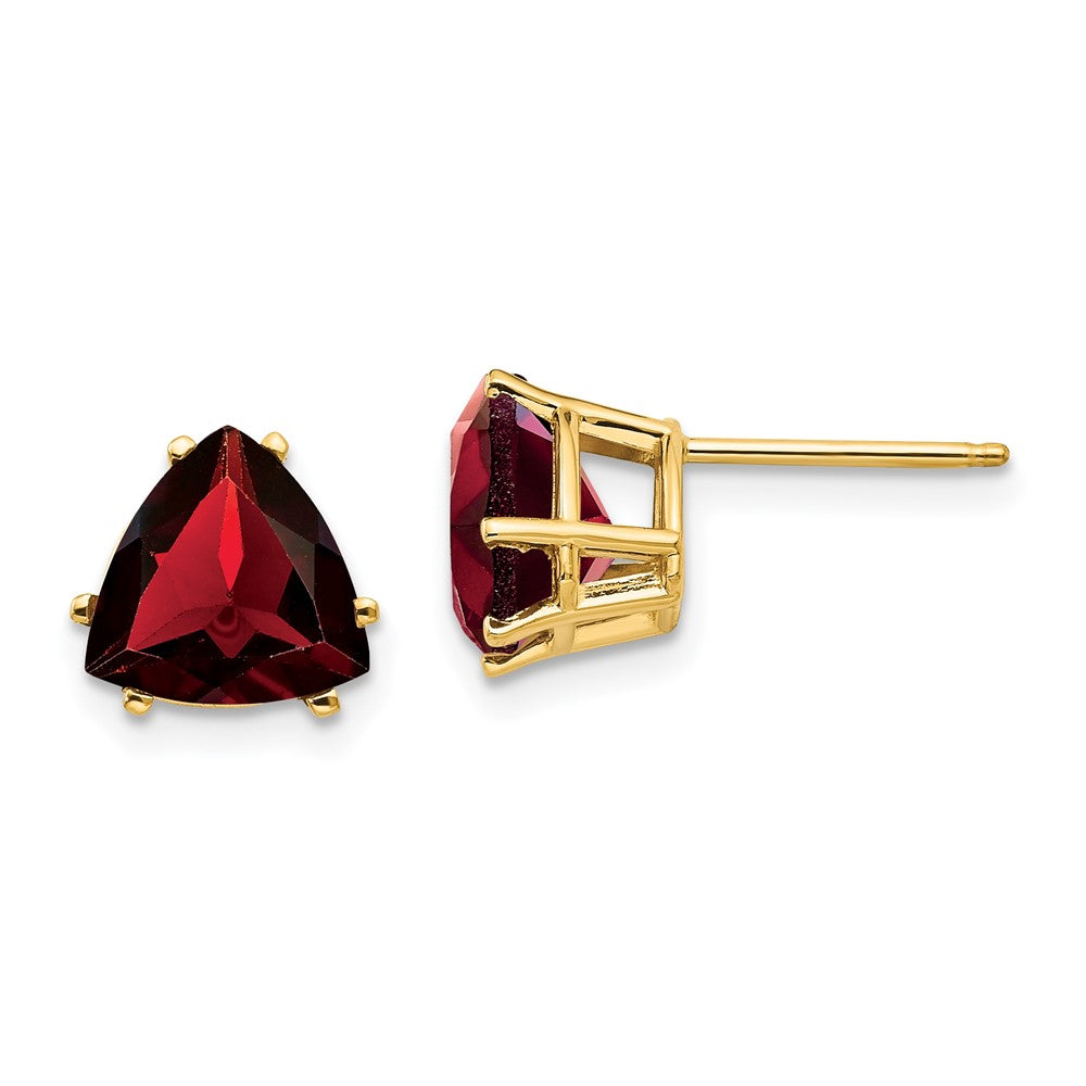 14k Yellow Gold 8mm Garnet Post Earrings