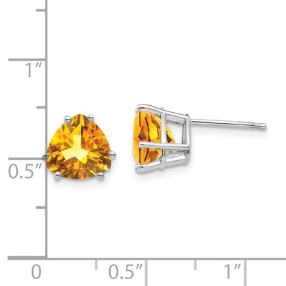 14k Yellow Gold Citrine Trillion Stud Earrings