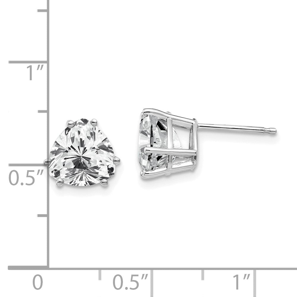 14k White Gold 8mm Trillion Cubic Zirconia Earrings