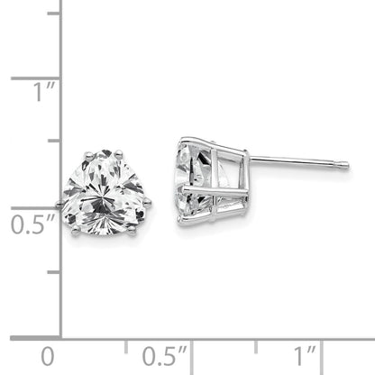 14k White Gold 8mm Trillion Cubic Zirconia Earrings