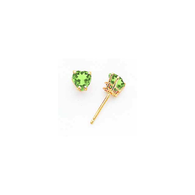 14k Yellow Gold 5mm Heart Peridot Earrings