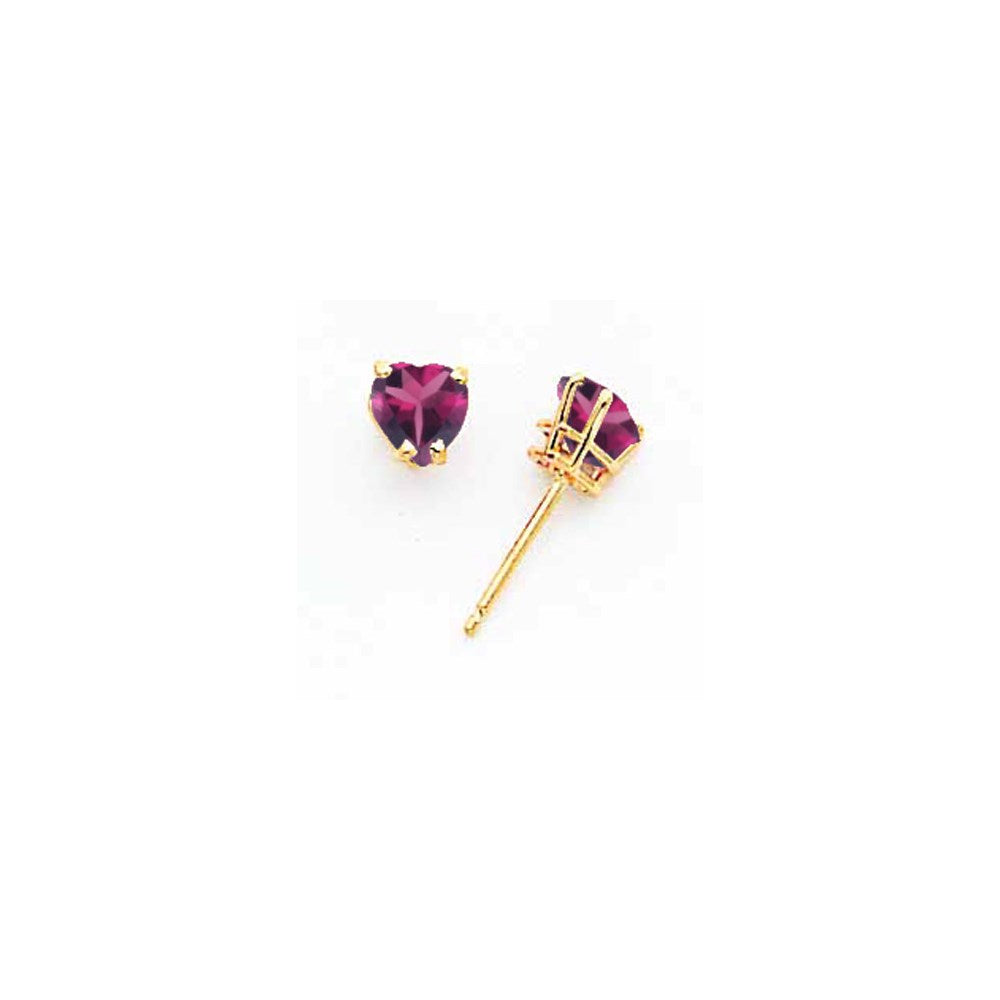 14k Yellow Gold 5mm Heart Rhodolite Garnet earring